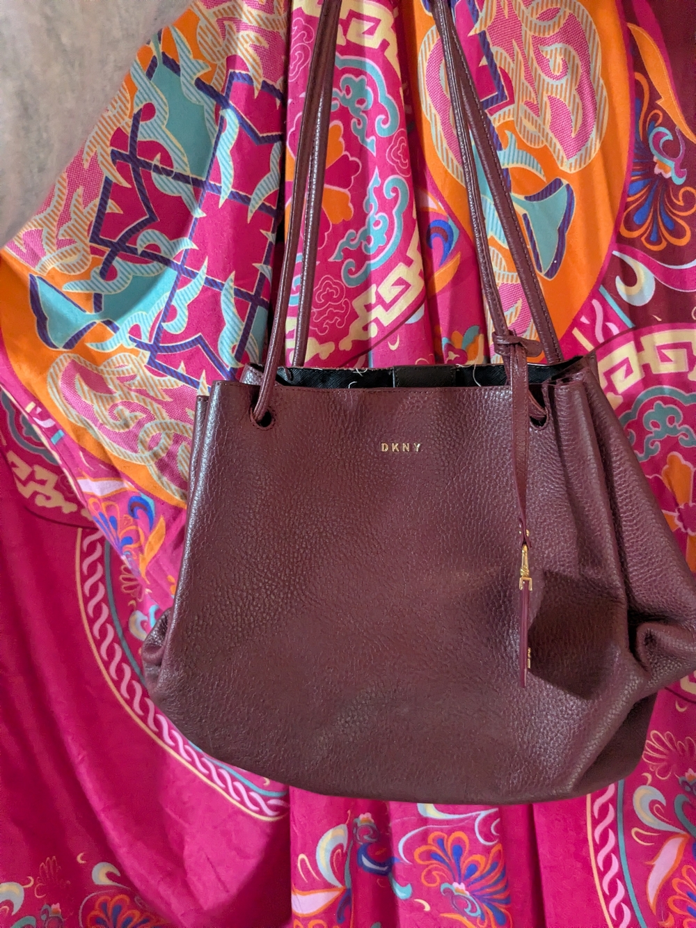 DKNY Leather-Look Tote in Purple